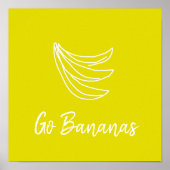 Poster Banane heureuse jaune funky (Devant)