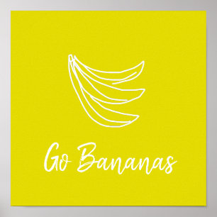 Poster Banane heureuse jaune funky