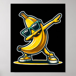 Poster Banane mignonne aux lunettes de soleil danse chemi
