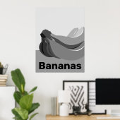 Poster Banane noire et blanche classique (Bureau à domicile)