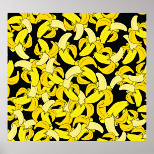 Poster Bananes jaunes vintages : Arrière - plan noir