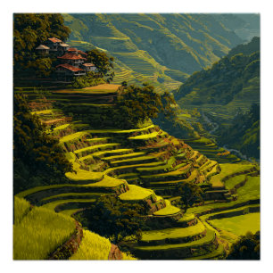 Poster Banaue Philippines Terrasses de Riz Voyage Rétro