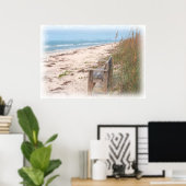 Poster Banc à la peinture aquarelle de plage (Bureau à domicile)