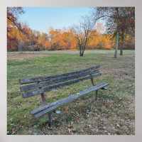 Banc de parc à l'affiche d'automne