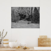 Poster Banc du parc d'hiver noir et blanc Imprimer (Cuisine)