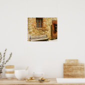 Poster Banc vide devant un mur, Monteriggioni, (Cuisine)