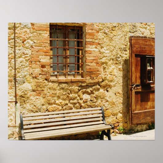 Poster Banc vide devant un mur, Monteriggioni, (Devant)
