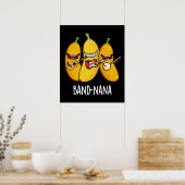 Poster Band-nana Funny Fruit Banana Pun Dark BG (Cuisine)
