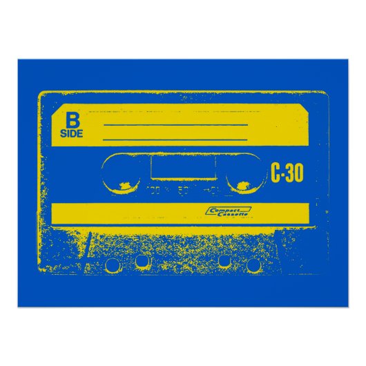 Poster Bande Cassette Rétro Bleue et Jaune (Devant)