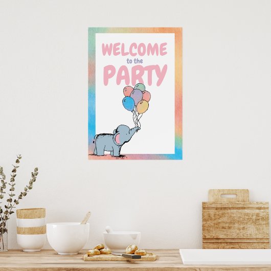 Poster Bande de ballons dessinés par Elephant Pastel pour (Cuisine)