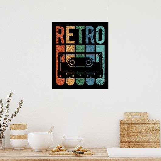 Poster Bande de cassette rétro (effet de broyage) (Cuisine)