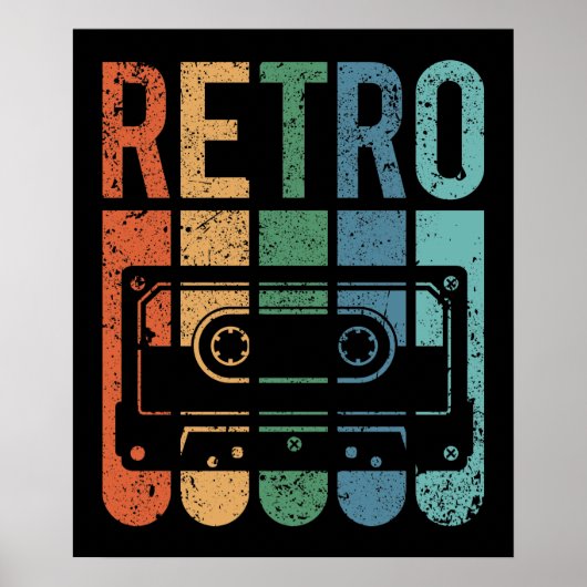 Poster Bande de cassette rétro (effet de broyage) (Devant)