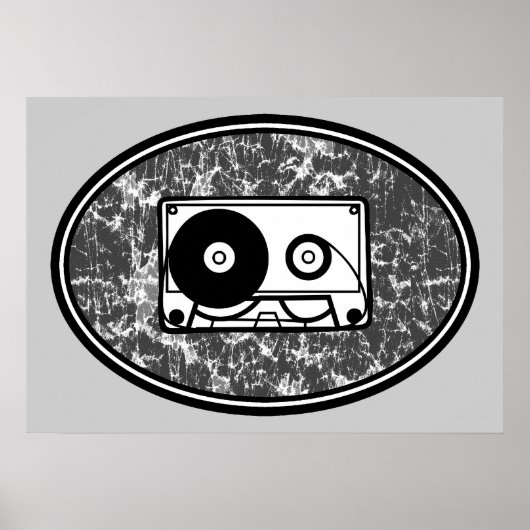Poster Bande de cassette rétro noir et blanc (Devant)