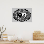 Poster Bande de cassette rétro noir et blanc (Cuisine)