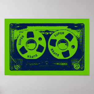 Poster Bande de cassette verte et bleue