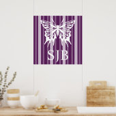 Poster Bande de dame victorienne pourpre avec papillon (Cuisine)