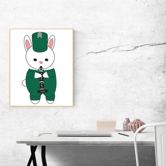 Poster Bande de Marche Clarinet lapin Vert Blanc