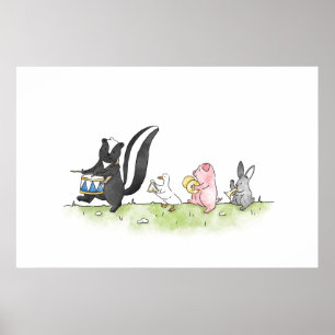 Poster Bande de Marching pour animaux Whimsical