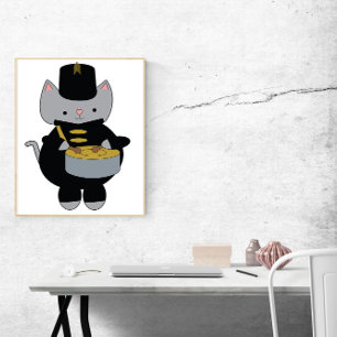 Poster Bande de Marquage Chat Snare Drum Noir et Or