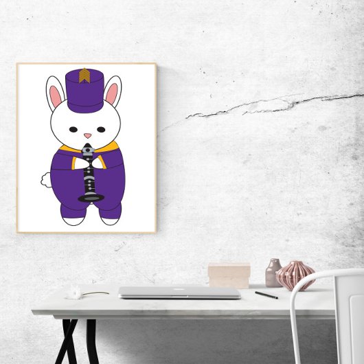 Poster Bande de Marquage de lapin Clarinet violet jaune