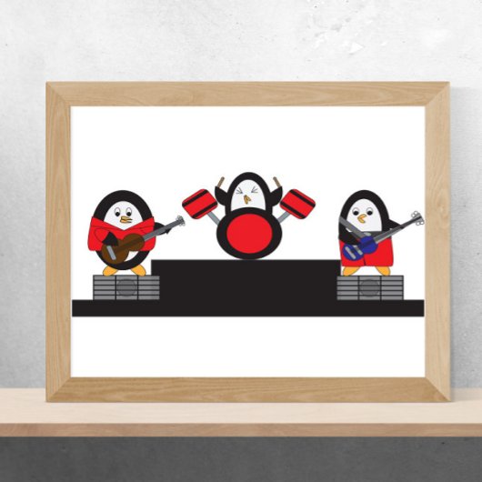 Poster Bande de roches et de rouleaux de Penguin