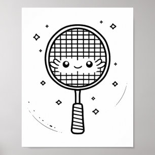 Poster Bande dessinée Badminton Racket