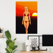 Poster Bande dessinée Bikini Babe (Bureau à domicile)