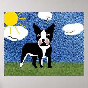 Poster Bande dessinée Boston Terrier