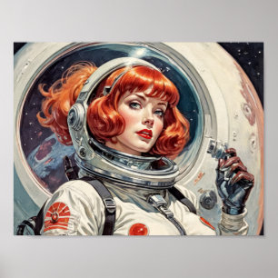 Poster Bande dessinée de rétrofuturisme des années 1950 -
