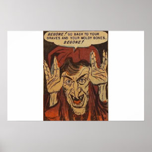 Poster Bande dessinée d'horreur d'âge d'or   livres de ba