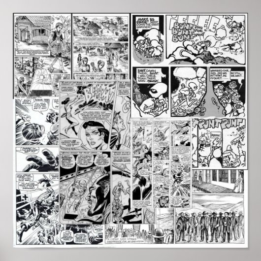 Poster Bande dessinée en blanc (Devant)