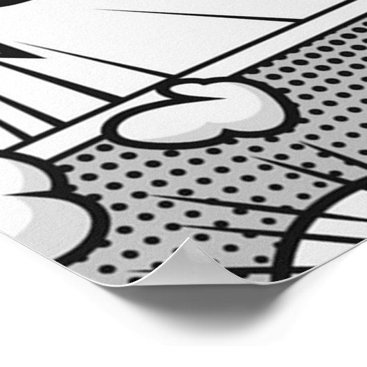 Poster Bande dessinée en noir et blanc Word Art Collage (Coin)