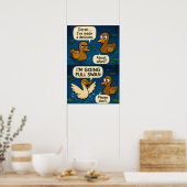 Poster Bande dessinée Funny Duck - Mème de transformation (Cuisine)