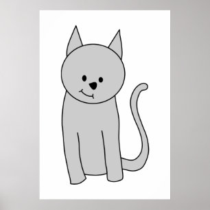 Poster Bande dessinée grise de chat
