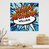 Poster Bande dessinée personnalisée HEUREUX ANNIVERSAIRE! (Cuisine)