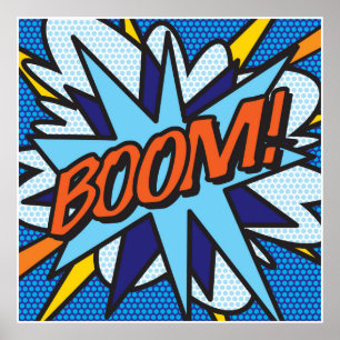 Poster Bande dessinée Pop Art BOOM Super-héros