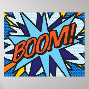 Poster Bande dessinée Pop Art BOOM Super-héros