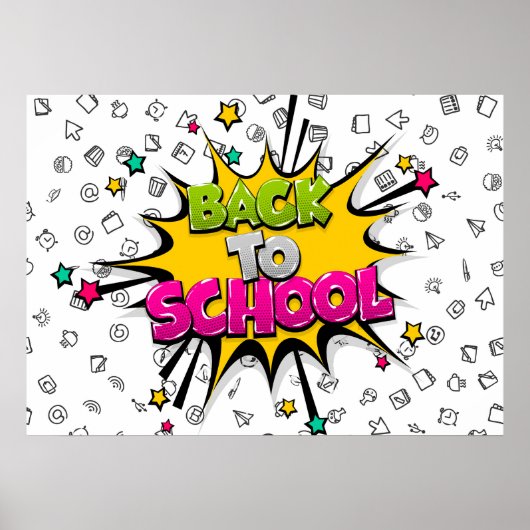 Poster Bande dessinée Pop Art pour la rentrée scolaire (Devant)
