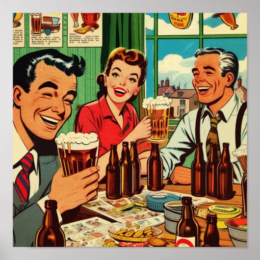 Poster Bande dessinée Retro Bar (Devant)