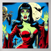 Poster Bande dessinée Rétro Vampire Femme (Devant)