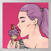 Poster Bande dessinée style glace lécher (Devant)