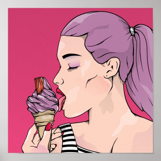 Poster Bande dessinée style glace lécher (Devant)