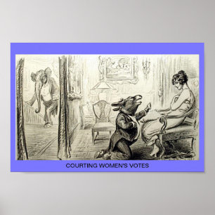 Poster Bande dessinée vintage 1920 de suffrage du vote