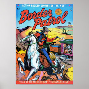 Poster Bande dessinée Vintage de la patrouille frontalièr