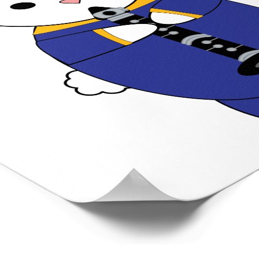 Poster Bande Marche Clarinet Rabbit Bleu Jaune Or (Coin)