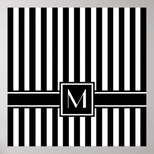Poster Bande moderne noire avec Monogramme