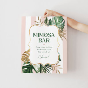 Poster Bande rose tropicale chic mimosa