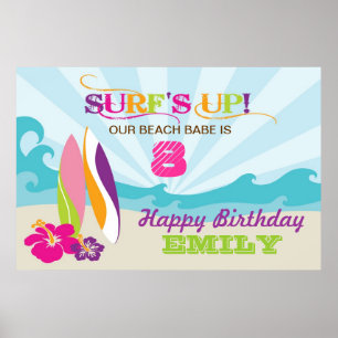 Poster Bandeau d'anniversaire à thème de la plage et du s