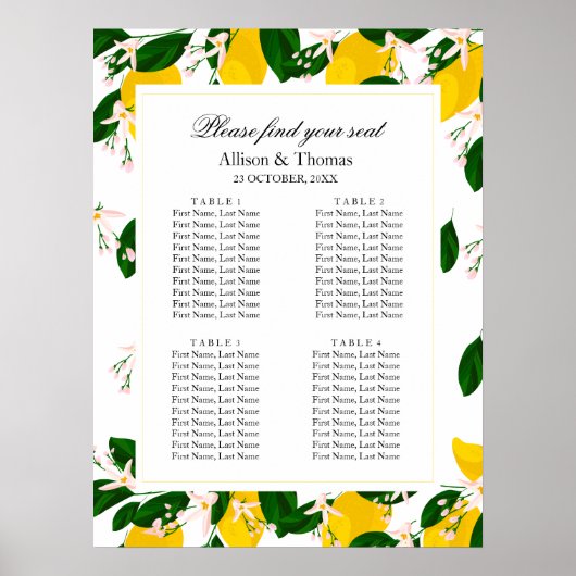 Poster Bandeau de bienvenue mariage jaune citron (Devant)