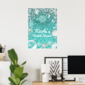 Poster Banderole d'affiche de toile enchantée sarcelle et (Bureau à domicile)